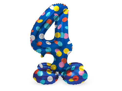 Balon foliowy stojący cyfra 4 Kropki - 41 cm - 1 szt.