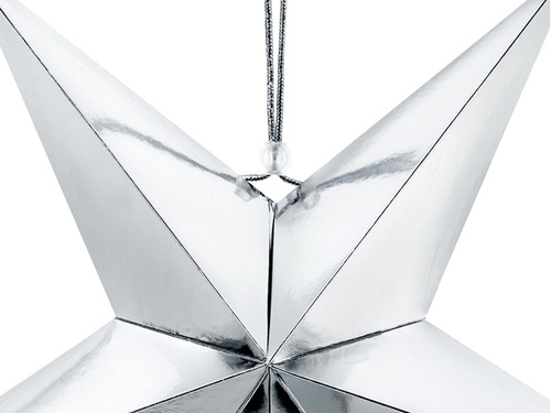 Dekoracja wisząca gwiazda papierowa srebrna - 70 cm