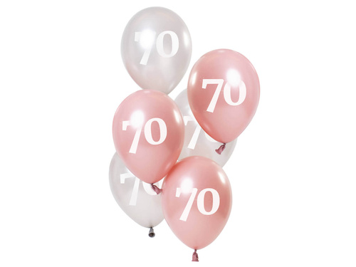 Zestaw balonów na siedemdziesiąte urodziny Glossy różowy - 23 cm - 6 szt.
