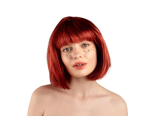 Peruka z grzywką bordowa - 1 szt.