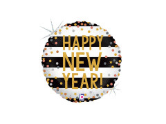 Balon foliowy okrągły Happy New Year - 14" - 1 szt.