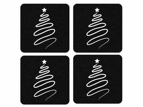 Podstawka kwadratowa pod kubek - Choinka - 10 cm - 4 szt.