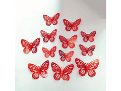 Dekoracja lustzana Motyle czerwone 2D - 12 szt.