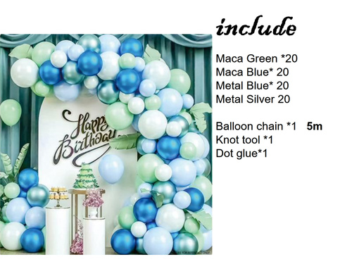 Zestaw balonów do girlandy niebiesko-zielony - 80 szt.