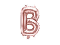 Balon foliowy litera "B" różowo-złota - 35 cm