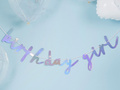 Baner holograficzny z napisem Birthday girl - 200 cm - 1 szt.