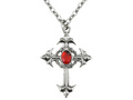 Naszyjnik gotycki z krzyżem z czerwonym kamieniem - 1 szt.