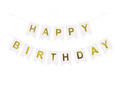 Baner flagi biały z napisem Happy Birthday - 190 cm - 1 szt.