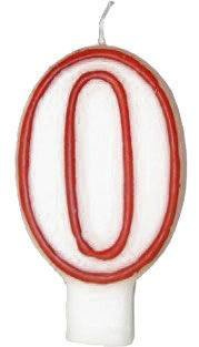 Świeczki cyferki z czerwoną obwódką - 60 - sześćdziesiątka - 2 szt.