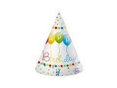 Czapeczki urodzinowe Happy Birthday - 6 szt.