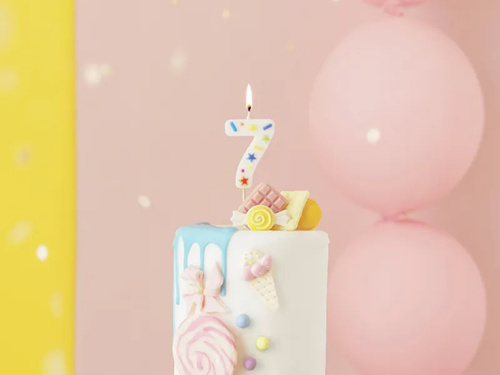 Świeczka cyferka siedem Konfetti - 7 - 1 szt.