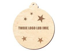 Zawieszka drewniana bombka z imieniem lub logo firmy - 11 cm - 1 szt.