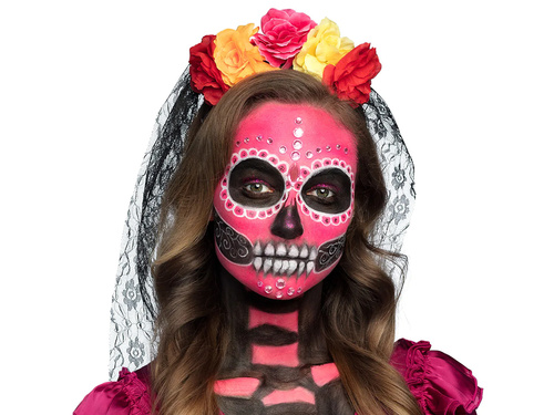 Opaska z welonem i kwiatami - 1 szt.