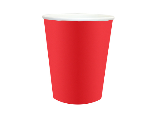 Kubeczki papierowe czerwone - 250 ml - 6 szt.