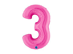 Balon foliowy cyfra 3 fuksjowy - 40" - 1 szt.