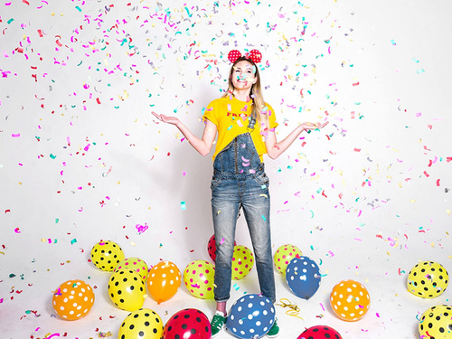 Balony lateksowe czerwone w czarne kropki - 30 cm - 6 szt.