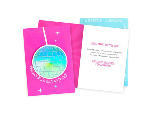Kartka urodzinowa - Kula Disco - 16.6 x 11.7 cm - 1 szt.