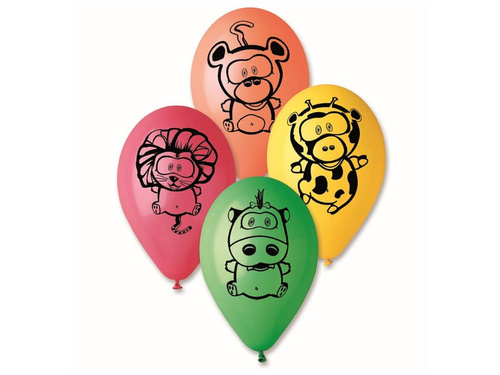 Balony pastelowe mix kolorów Zwierzątka - 30 cm - 5 szt.