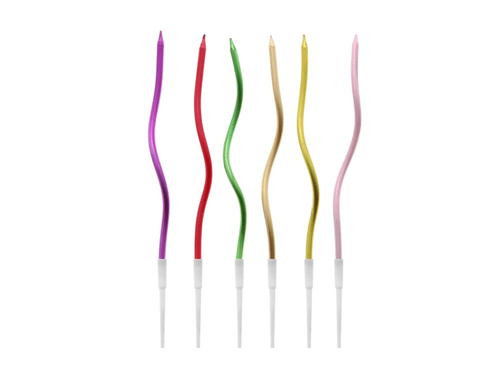 Świeczki urodzinowe zakręcone metaliczne - 16,5 cm - 6 szt.