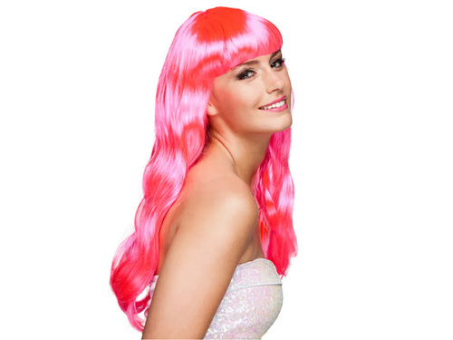 Peruka różowa z grzywką - 1 szt.