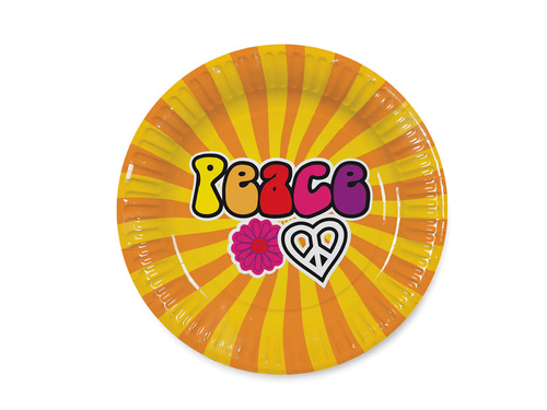 Talerzyki papierowe Hippie - 23 cm - 8 szt.