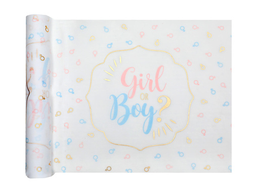 Dekoracja bieżnik z włókniny na stół Girl or Boy? - 28 cm x 3 m - 1 szt.