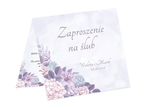 Zaproszenie personalizowane na ślub z kopertą lawendowe - 6 szt.