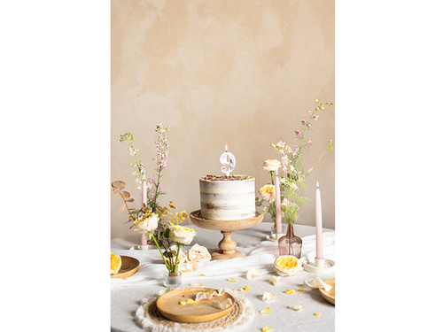 Świeczka cyferka dziewięć z płatkami kwiatów - 9 - 1 szt.