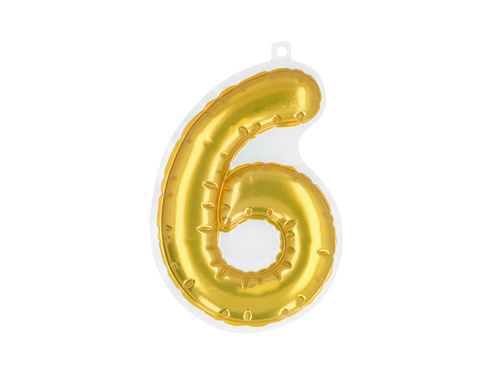 Dekoracja samoprzylepna cyfra sześć złota - 1 szt.