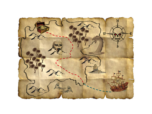 Piracka mapa skarbów - 4 szt.