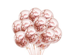 Balony przezroczyste z konfetti złoty róż - 30 cm - 100 szt.