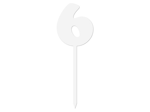 Topper z pleksi biały na tort cyfra 6 - 12 cm