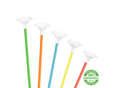 EKO Patyczki papierowe z zatyczkami do balonów - mix kolorów - 10 szt.