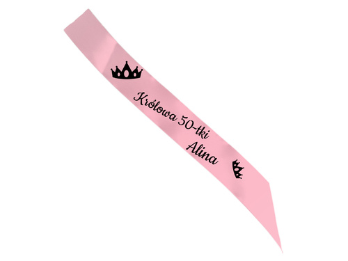 Szarfa personalizowana z imieniem na 50 urodziny - 140 cm - 1 szt.