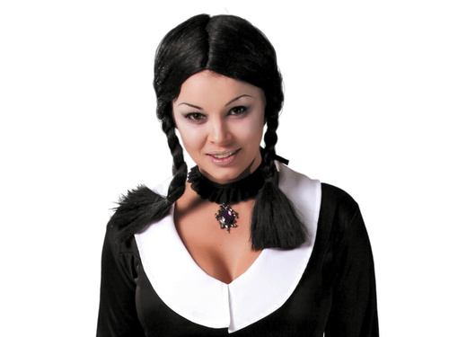 Peruka z czarnymi warkoczykami - 1 szt.