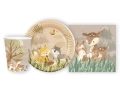 Zestaw kubeczki + serwetki + talerzyki papierowe Leśne Zwierzątka - 44 szt.
