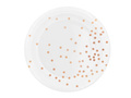 Talerzyki papierowe białe w różowo złote kropki - 23 cm - 6 szt.