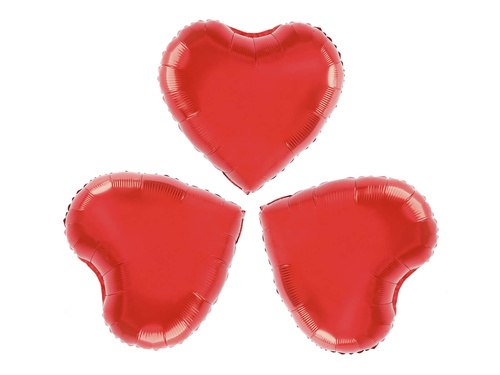 Balony foliowe Serca czerwone - 25 cm - 3 szt.