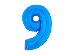 Balon foliowy cyfra 9 niebieski - 26" - 1 szt.