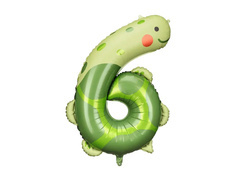 Balon foliowy cyfra 6 Żółw - 86 cm - 1 szt.