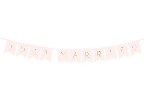 Baner Just Married - jasny róż - 155 cm - 1 szt.