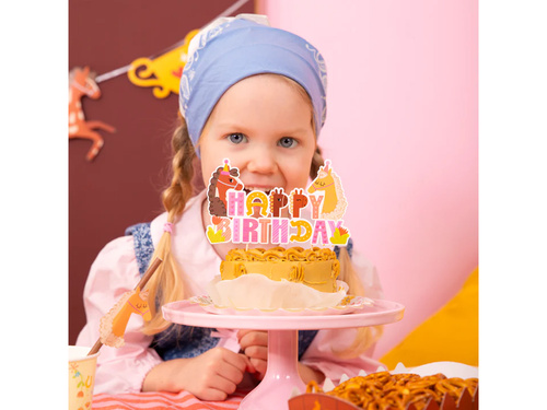 Topper Happy Birthday Koniki - 14 cm - 1 szt.