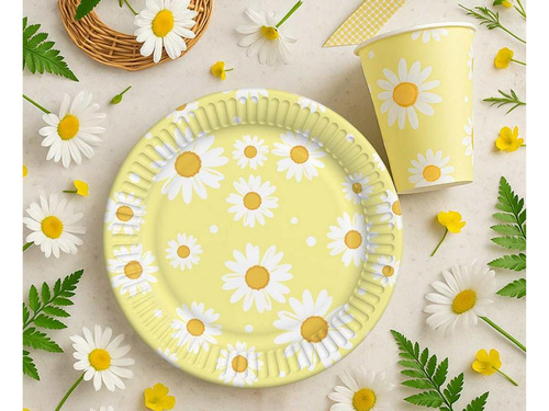 Talerzyki papierowe Stokrotki - 18 cm - 6 szt.