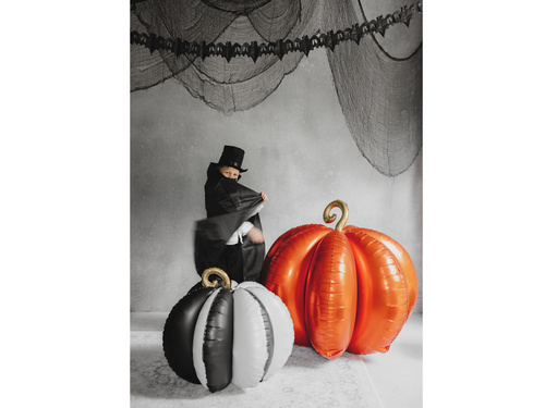 Balon foliowy Dynia 3D czarno- biała - 58x58 cm - 1 szt.