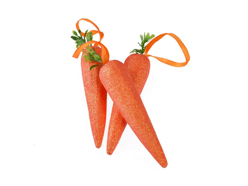 Zawieszki Marchewki brokatowe - 14 cm - 3 szt.