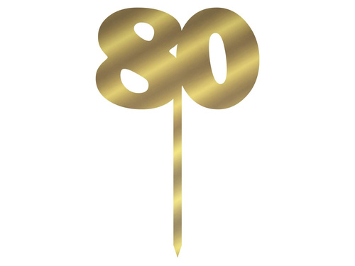 Topper z lustrzanej pleksi złoty na tort 80 - 12 cm