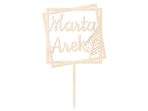 Topper drewniany na tort personalizowany na wesele - 17 cm