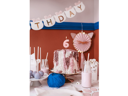 Świeczka cyferka sześć jasnoróżowa - 6 - 1 szt.