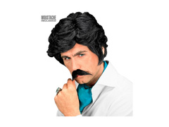 Czarna peruka Playboy z wąsami