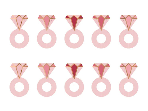 Nakładki na kieliszki Pierścionki na wieczór panieński - 10 szt.